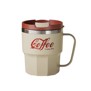 1pc 400ml Double Wall Insulated Coffee Mug 304 Stainless Steel Coffee Cup With Lid And Handle Reusable Water Cup